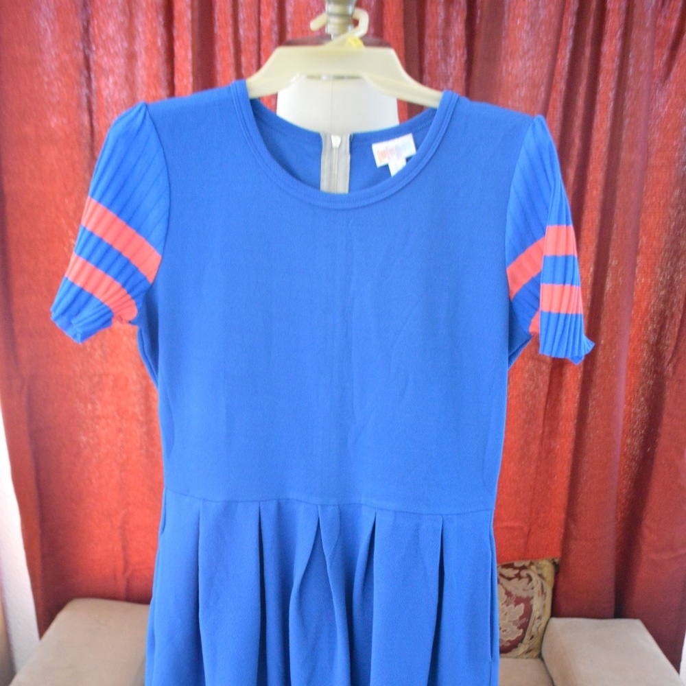 LulaRoe Amelia - Large - Blue & Pink  NWOT